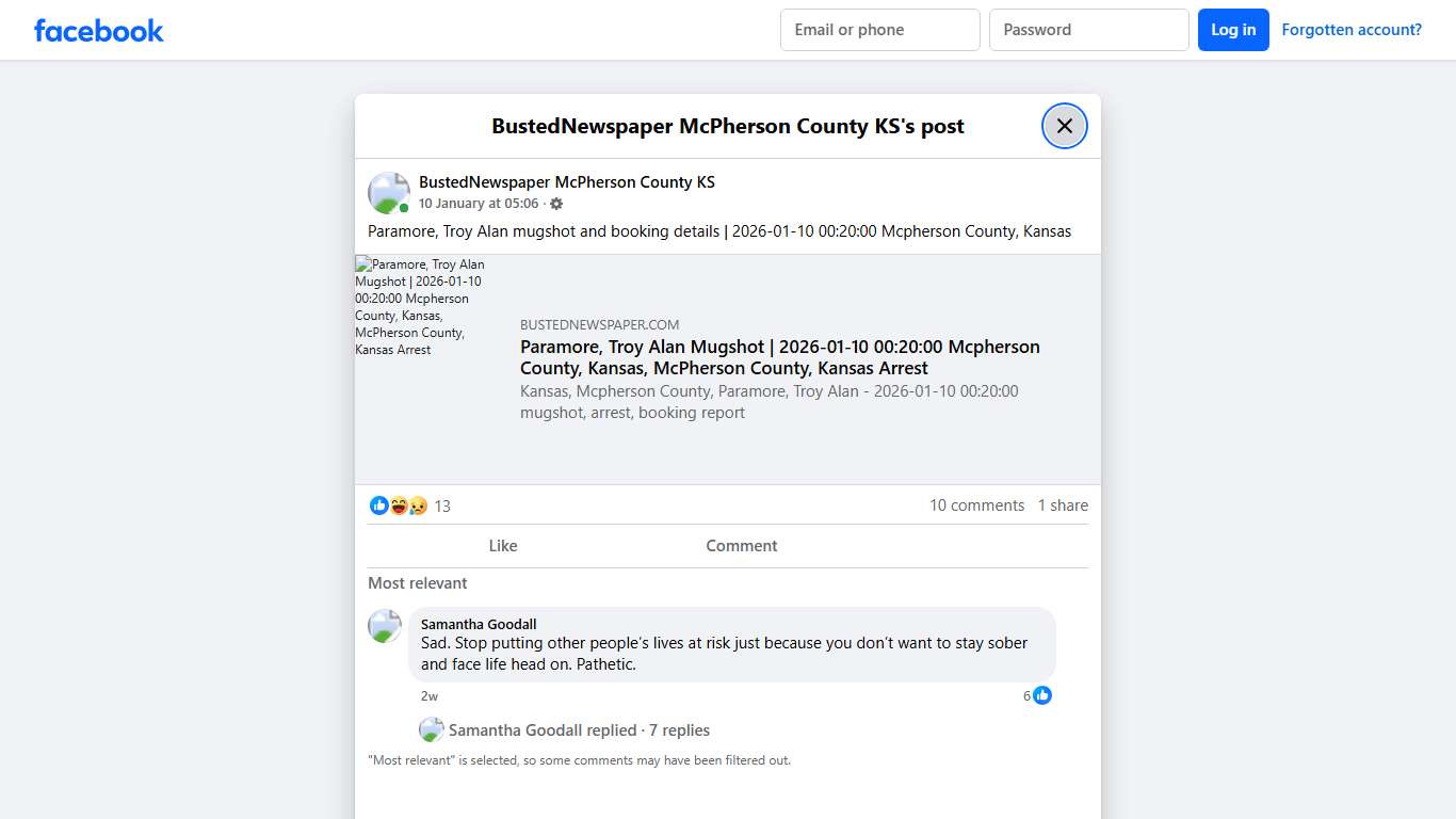 Paramore, Troy Alan... - BustedNewspaper McPherson County KS Facebook